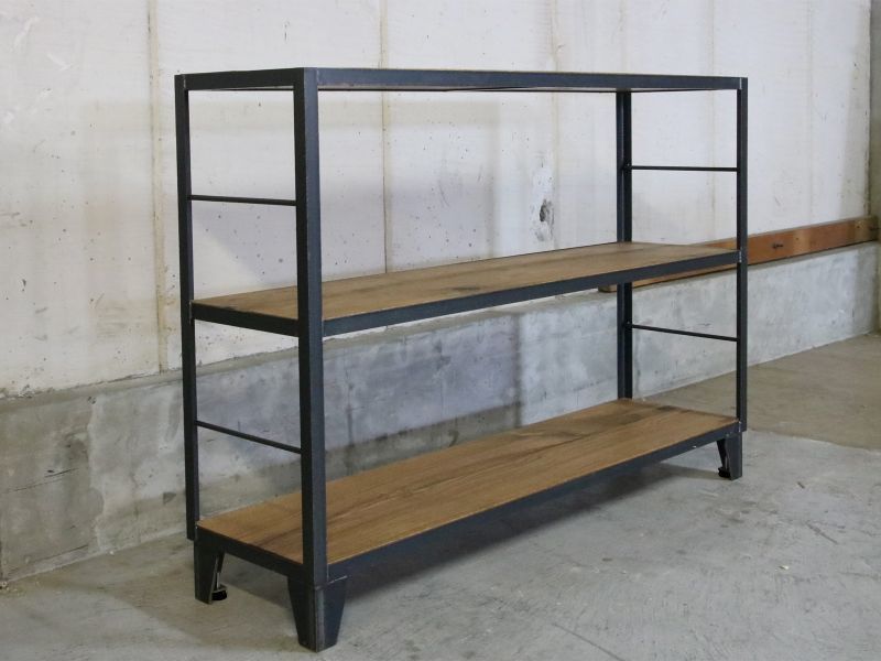 ≪シェルフ≫【アイアンシェルフ/3段/OAK/ラフ仕上げ】 IRSH-001-OAK