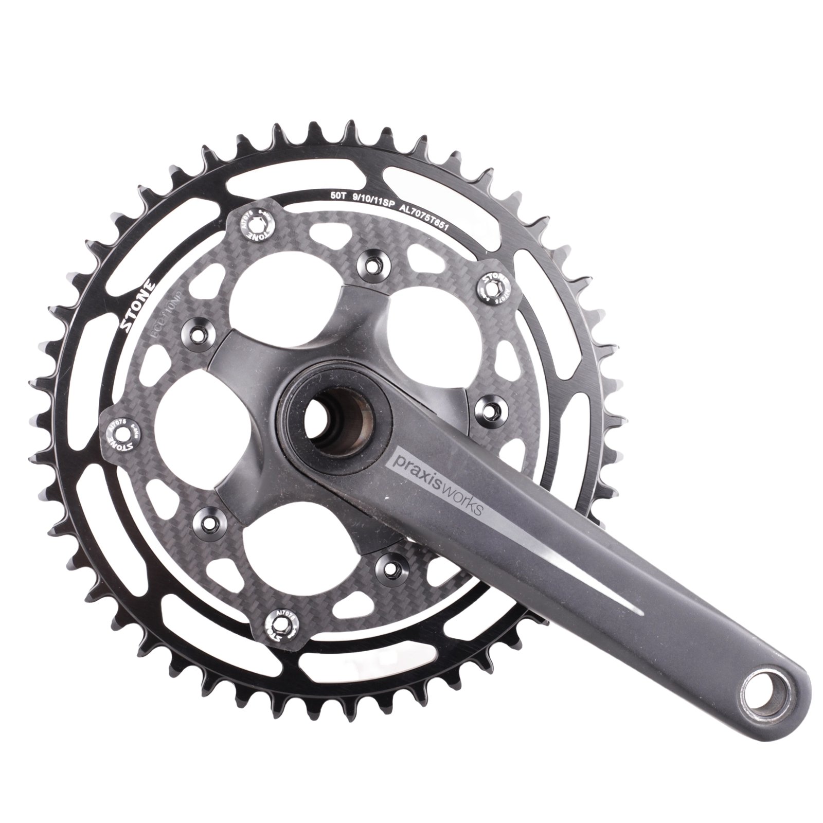 Stone ラウンドチェーンリング インナーオフセット カーボン 110BCD