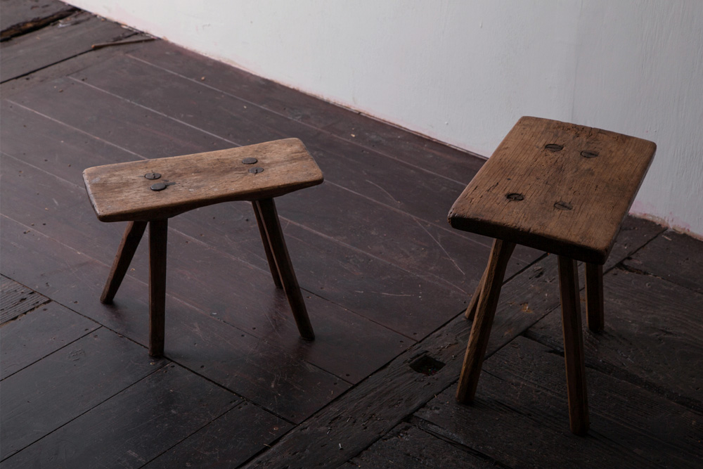 stoop | Hungarian Antique Primitive Woody Stool