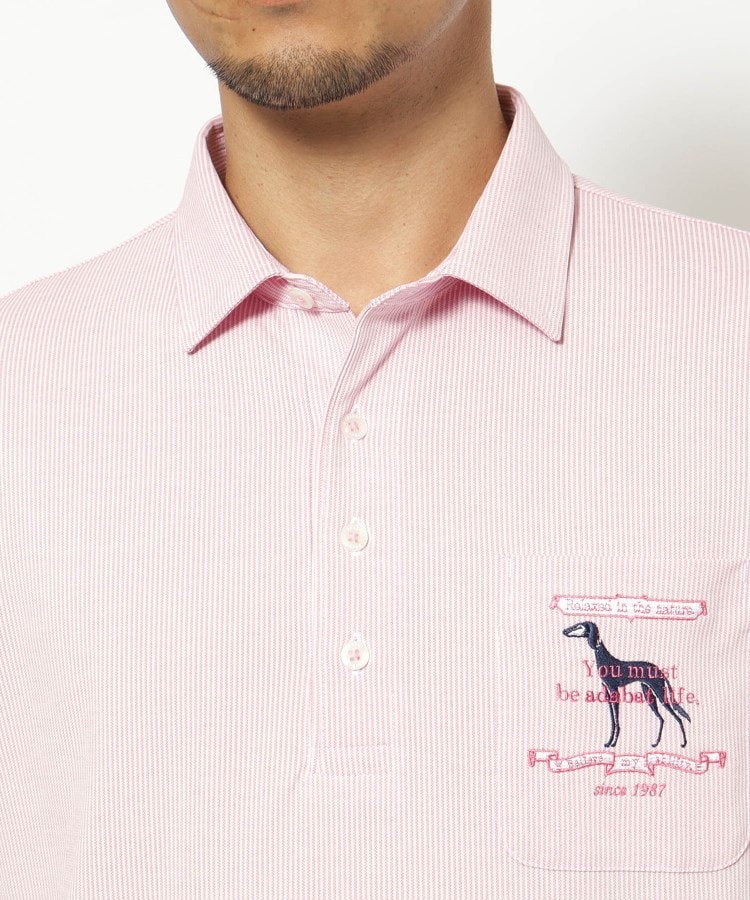 UVカット/吸水速乾 シャンブレーストライプ長袖ポロシャツ（カットソー