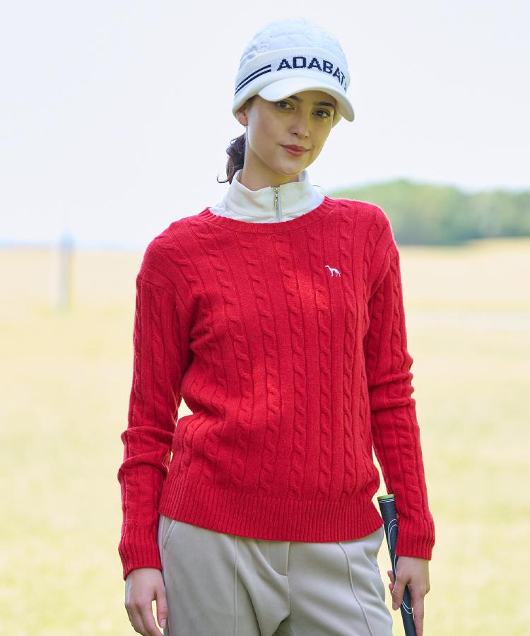 ケーブル柄クルーネックニット（ニット/セーター） | adabat(Ladies