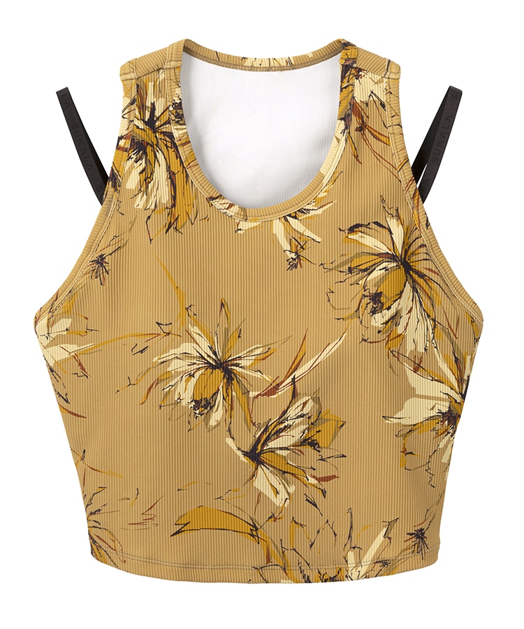 SUKALA】リブBigフラワープリントショートタンクトップ(S・M・Lサイズ