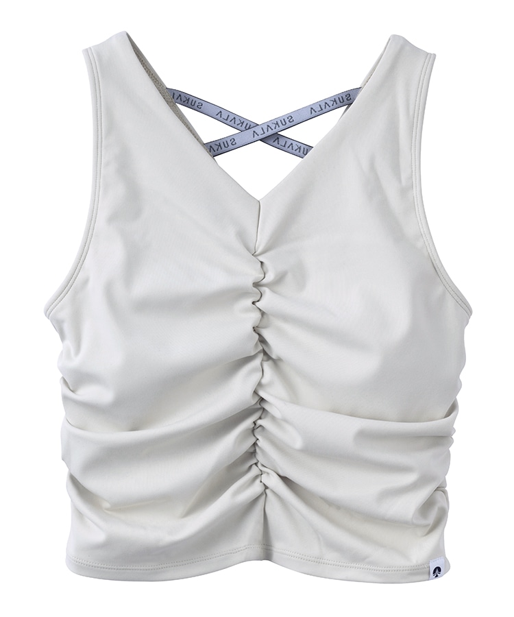 SUKALA】アメリカンスリーブギャザータンクトップ(XS・Sサイズ サンド