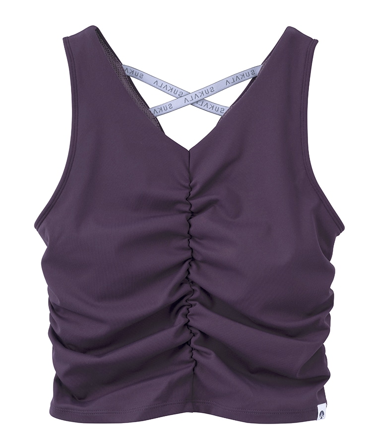 SUKALA】アメリカンスリーブギャザータンクトップ(XS・Sサイズ サンド