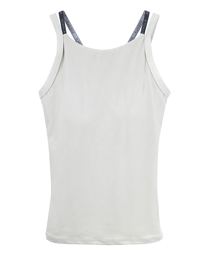 SUKALA】ダブルストラップリブロゴタンクトップ(XS・LLサイズ サンド