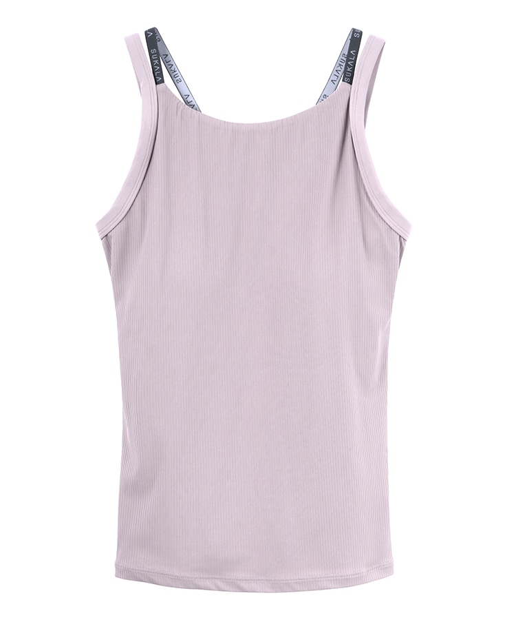 SUKALA】ダブルストラップリブロゴタンクトップ(XS・LLサイズ サンド