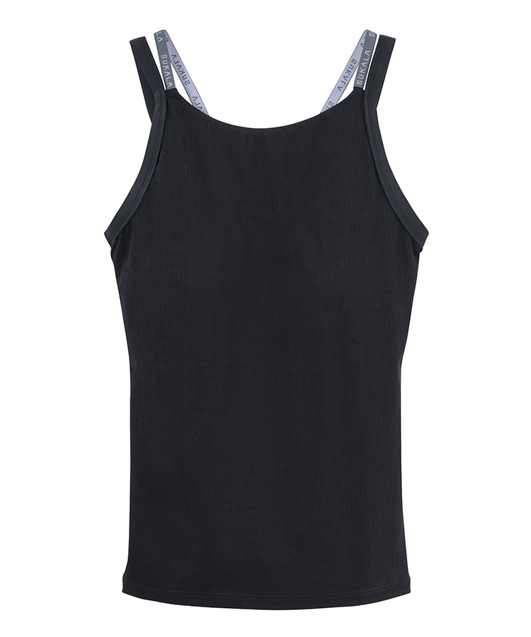 SUKALA】ダブルストラップリブロゴタンクトップ(XS・LLサイズ サンド