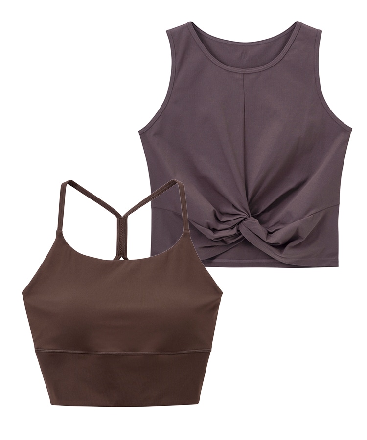 SUKALA】ブラトップ付きペーパーライクタンクトップ(Sサイズ ネイビー