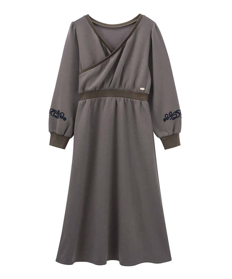 SUKALA】エアーカシュクールワンピース(M・Lサイズ チャコール