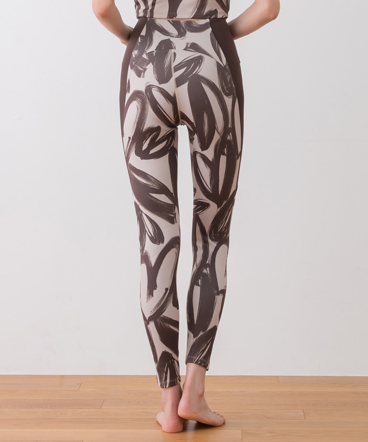 SUKALA】ハートプリントサイドギャザーレギンス(XS・Lサイズ ベージュ