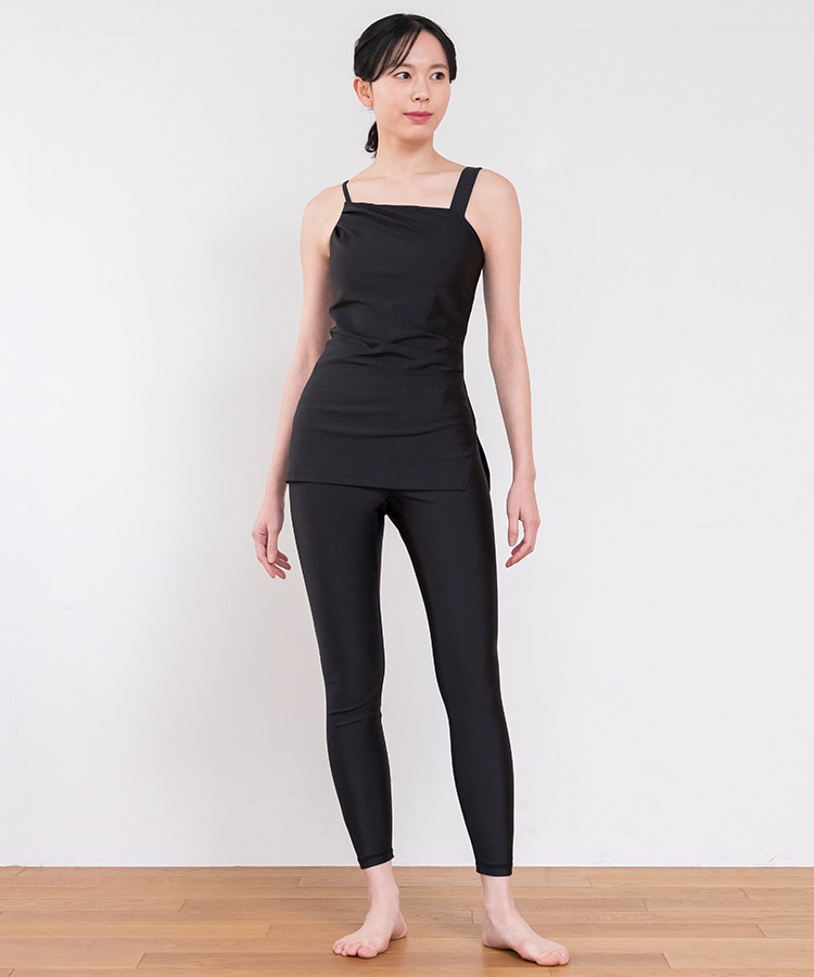 SUKALA】シャインストレッチアシンメトリーチュニック(XS・S・M・L