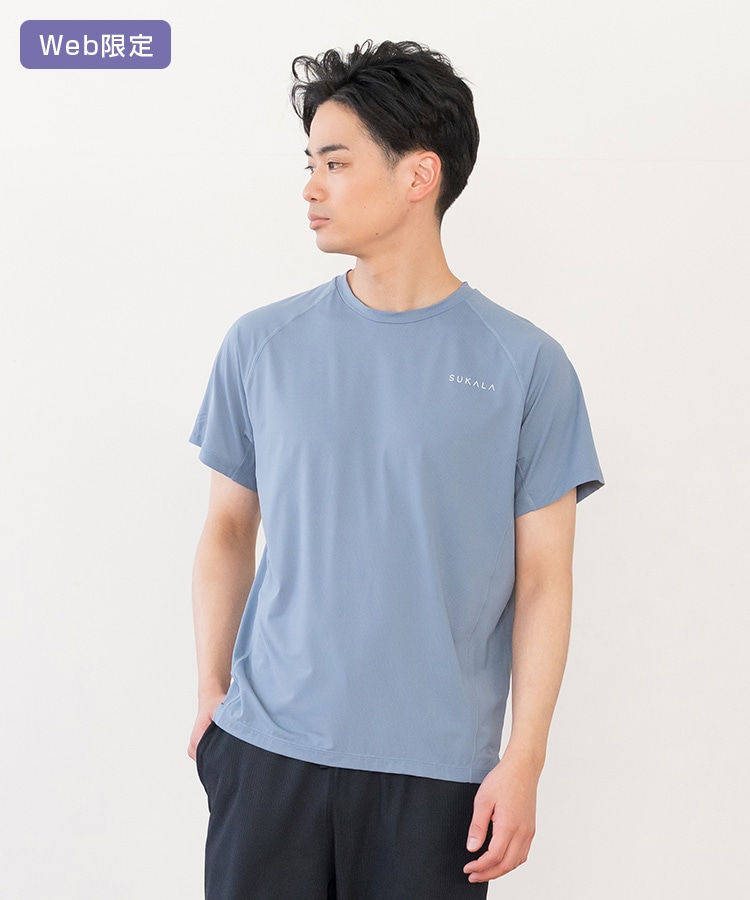 SUKALA】メンズメッシュアクティブTee(M・Lサイズ ブルーグレー
