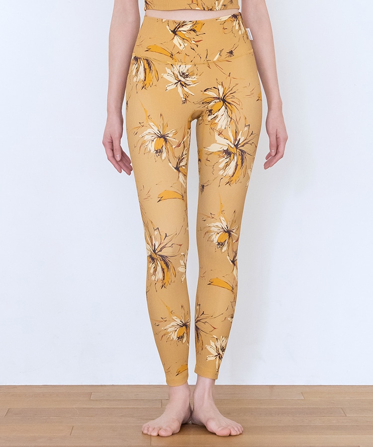 SUKALA】リブBigフラワープリントレギンス(XS・S・M・Lサイズ スモーク