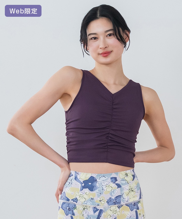 SUKALA】アメリカンスリーブギャザータンクトップ(XS・Sサイズ サンド