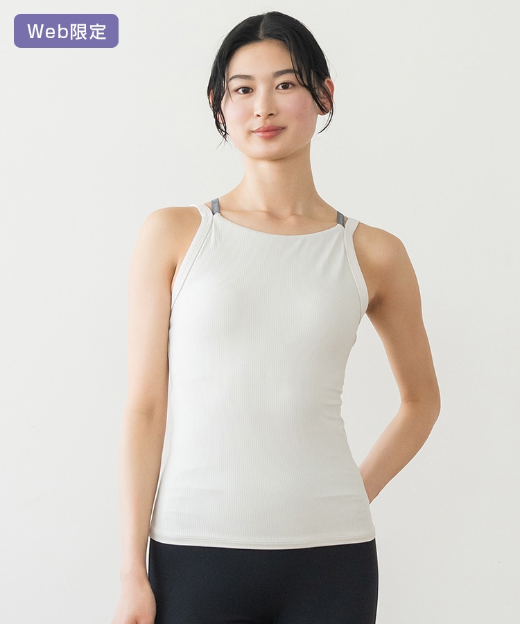 SUKALA】ダブルストラップリブロゴタンクトップ(XS・LLサイズ サンド