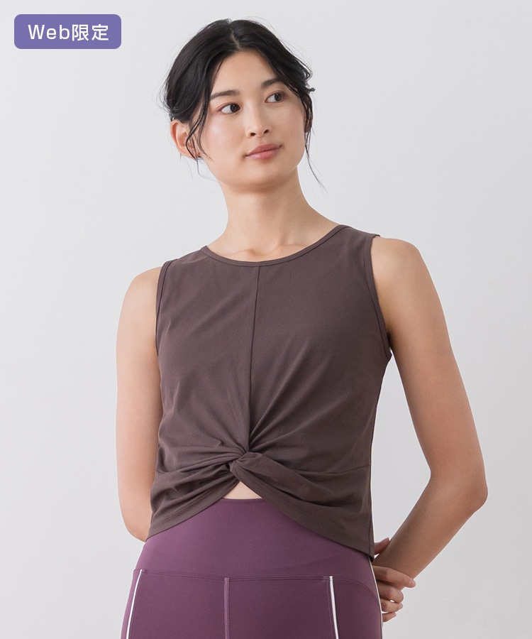 SUKALA】ブラトップ付きペーパーライクタンクトップ(Sサイズ ネイビー