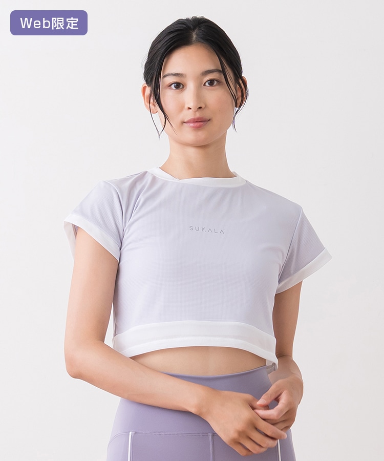 SUKALA】アクティブシアーカラークロップドTee(M・Lサイズ モーヴ