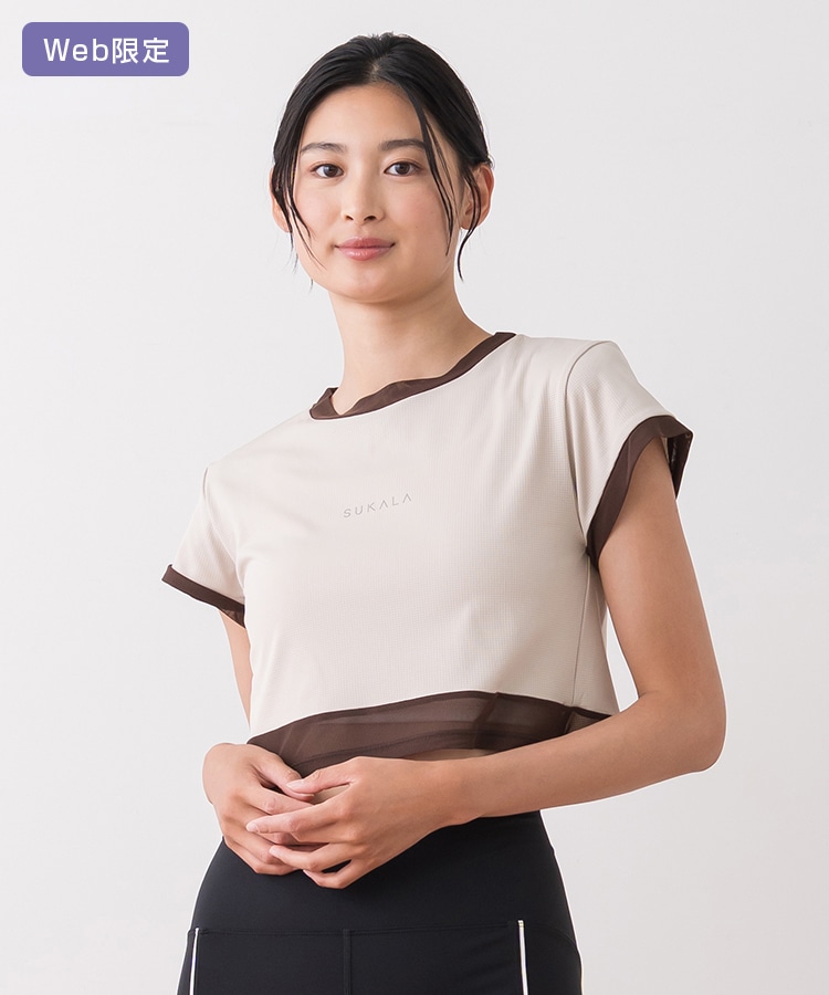 SUKALA】アクティブシアーカラークロップドTee(M・Lサイズ モーヴ