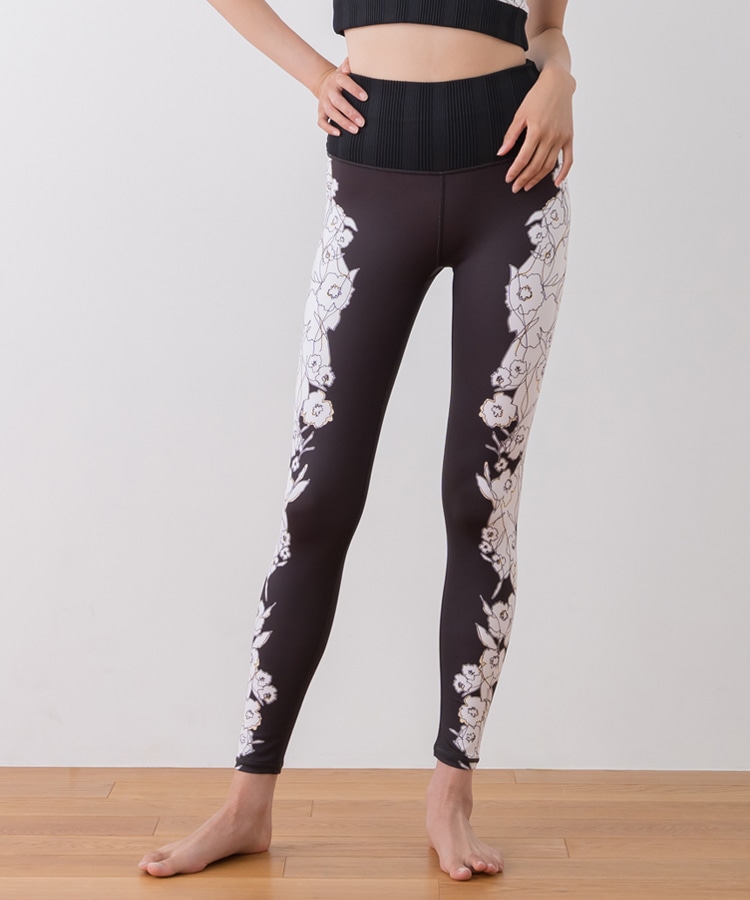 SUKALA】ドローイングフラワーパネルレギンス(XS・S・M・Lサイズ