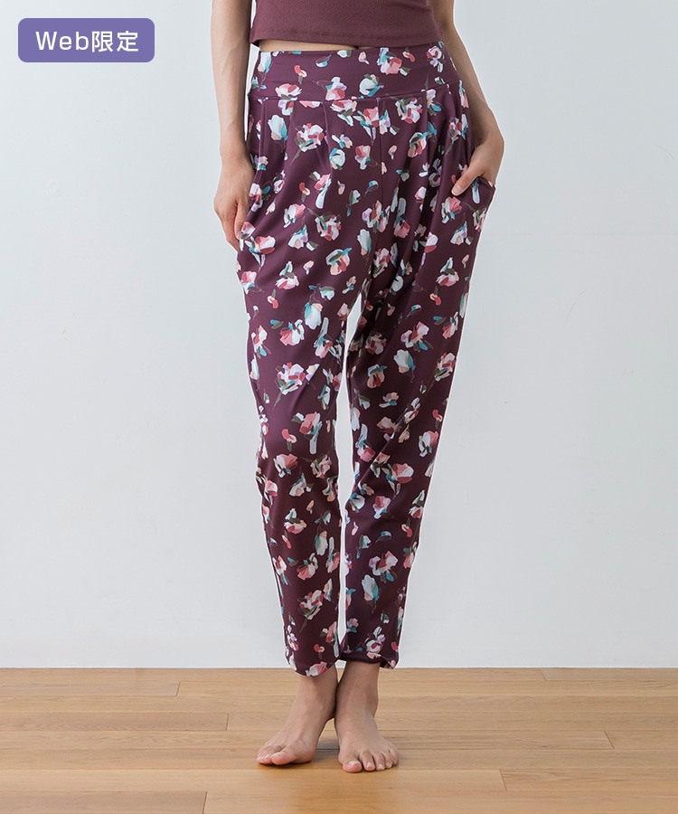 SUKALA】ローズプリントジョガーパンツ(M・L・LLサイズ ライラック