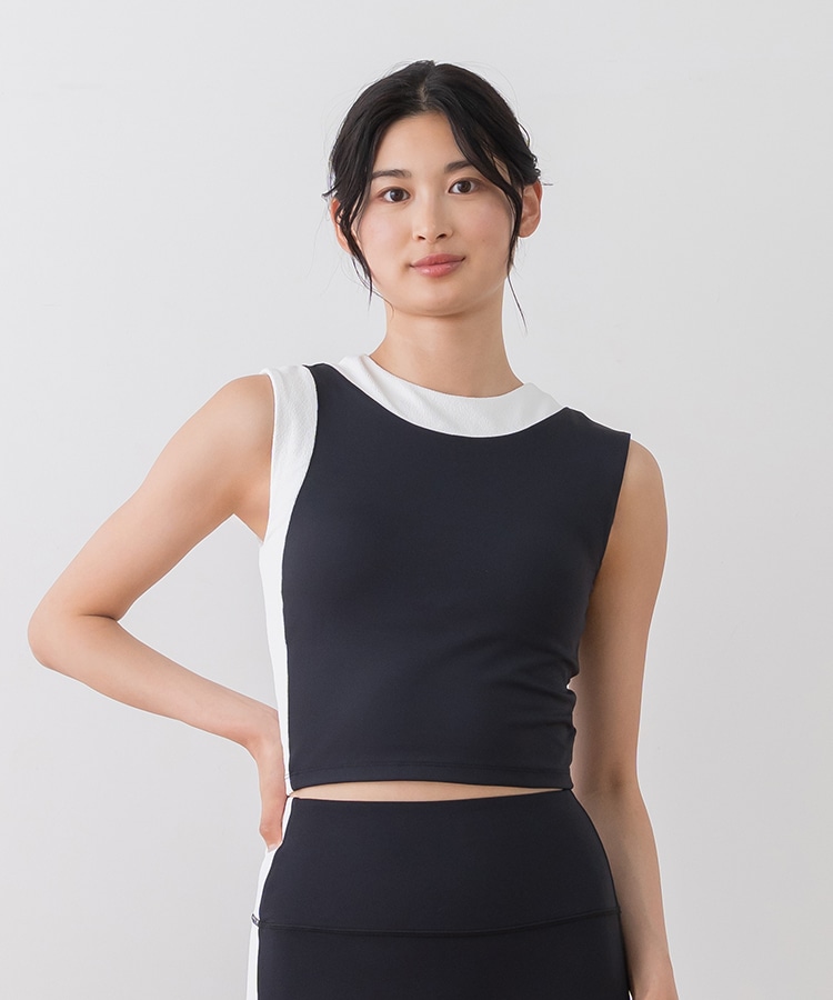 SUKALA】バイカラーショートタンクトップ(XS・S・M・Lサイズ ネイビー