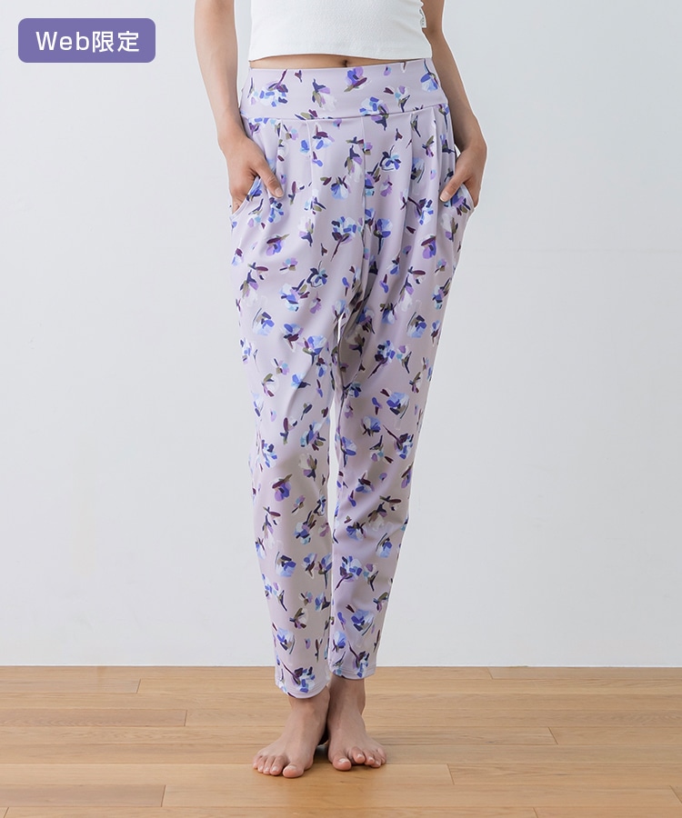 SUKALA】ローズプリントジョガーパンツ(M・L・LLサイズ ライラック