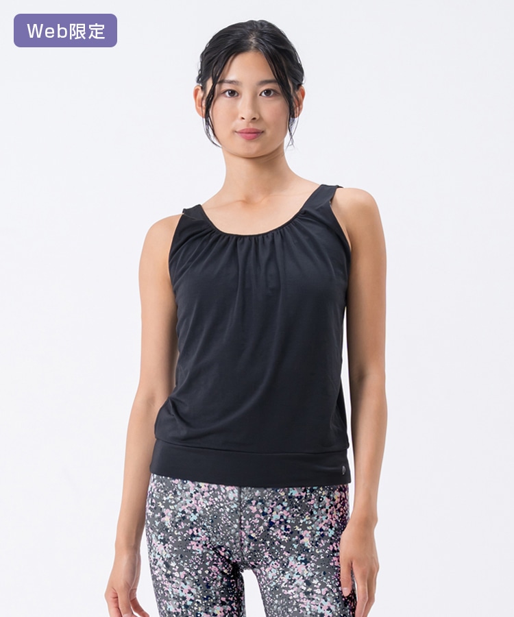 SUKALA】フロントギャザータンクトップ付きトリプルセットアップ(XS