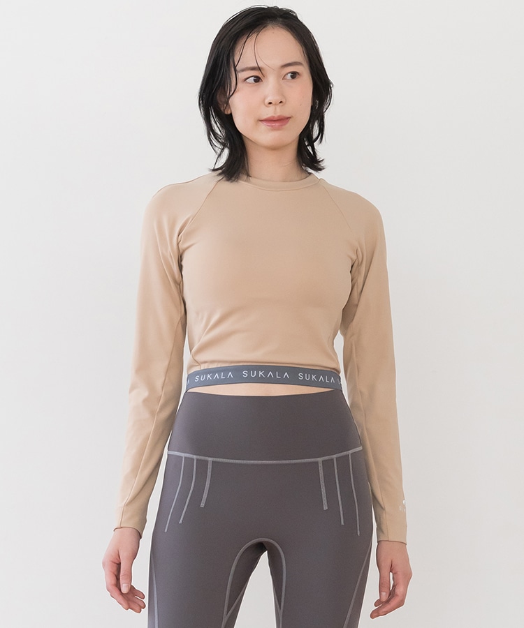 SUKALA】ロゴジャガードロングスリーブトップス(Sサイズ ベージュ
