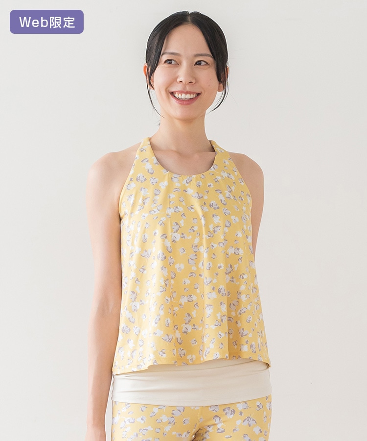 SUKALA】フラワープリントカバータンクトップ(XS・S・Mサイズ ダスティ