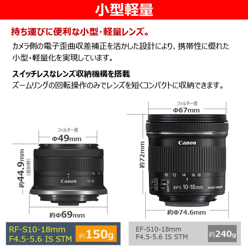 RFレンズ RF-S10-18mm F4.5-6.3 IS STM：通販｜キヤノンオンラインショップ
