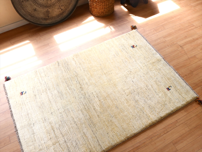 キリムスタイル / ギャッベ ナチュラルアイボリー148×99cm アクセント