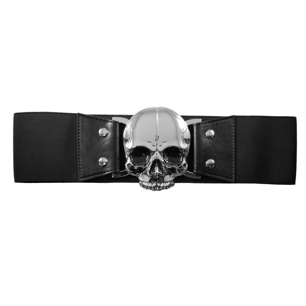 Kreepsville 666 Elastic Waist Belt with skull buckle