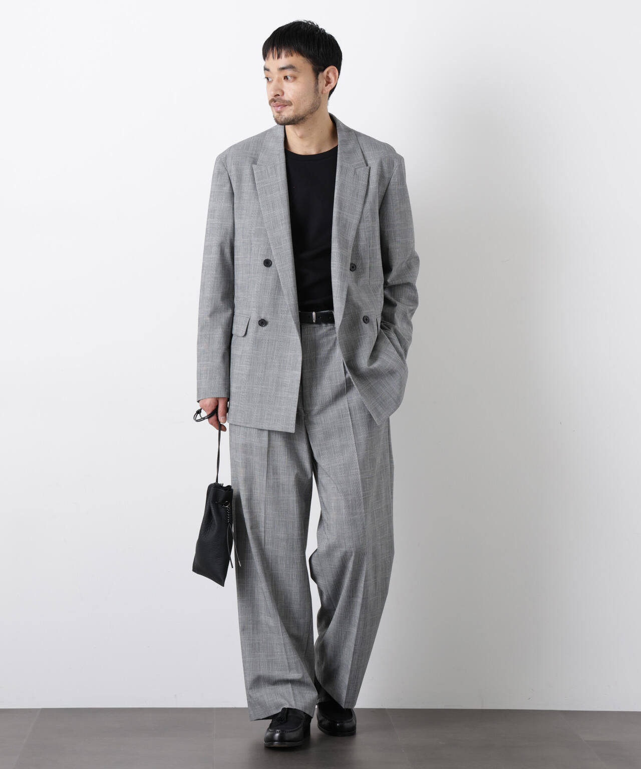 グレンチェックストレートパンツ（セットアップ可）