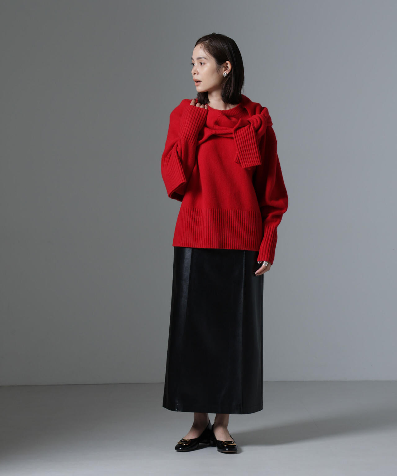 AQUA ウール カシミヤ クルーネック ニット