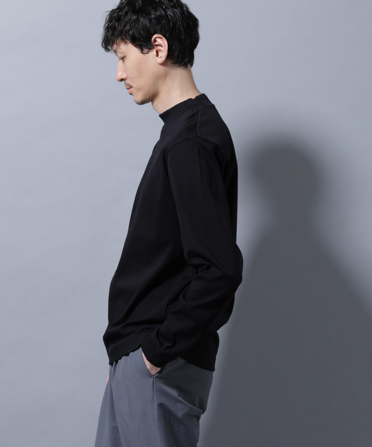 アンチスメル モックネック Tシャツ 長袖