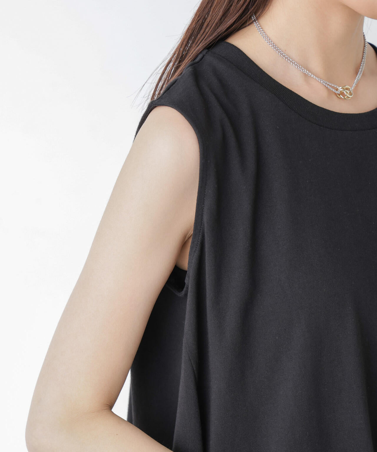 サイドドロスト ノースリーブ カット ワンピース