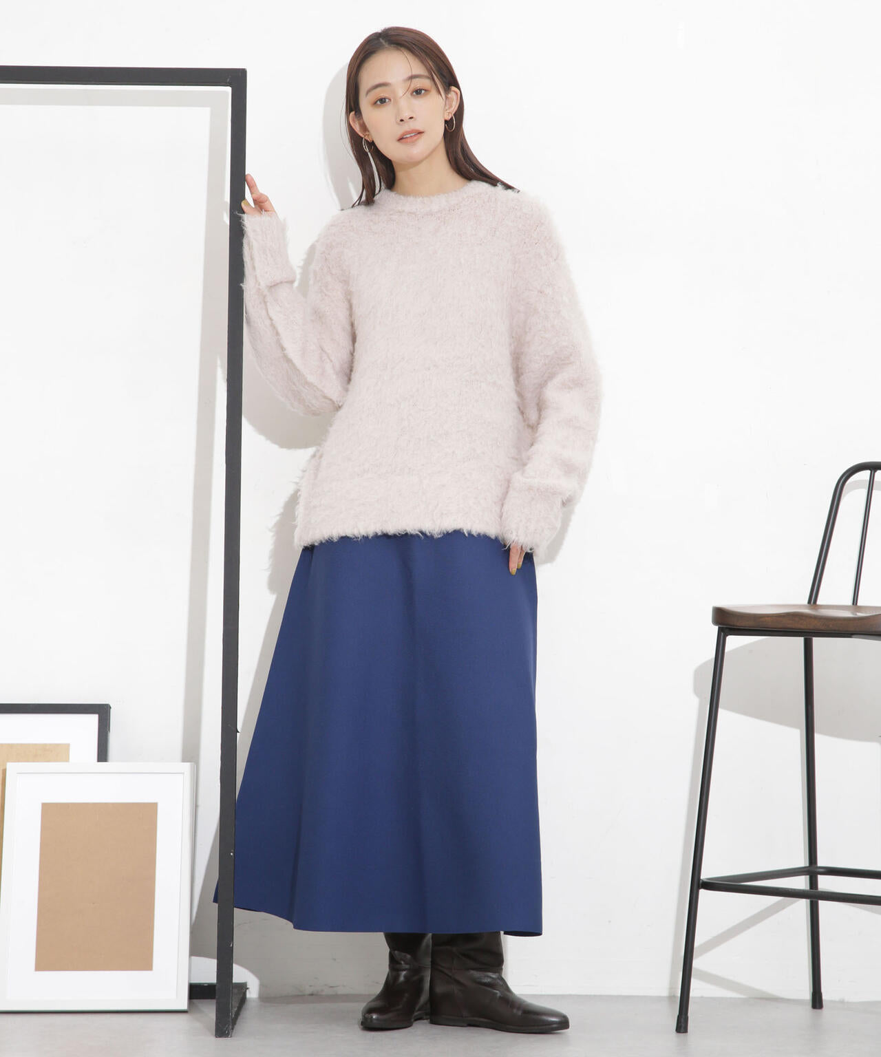 総針 ニット フレアスカート ( セットアップ 可）