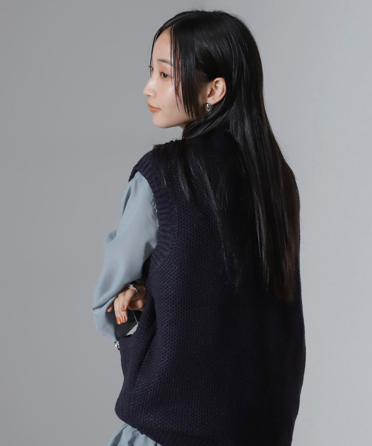 ツイード 調 ニット ベスト