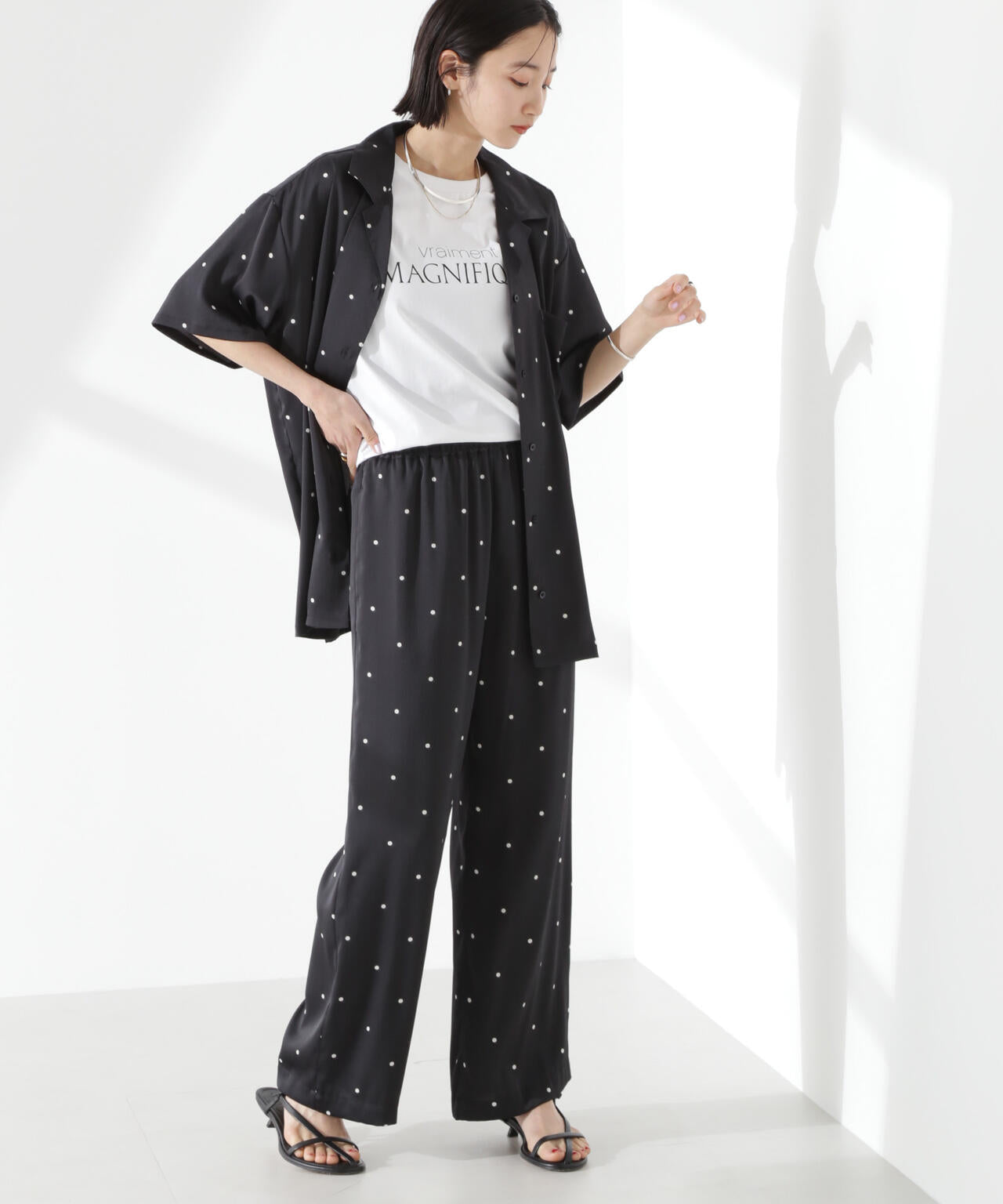 ドット リラクシー ワイドパンツ ( セットアップ 可)