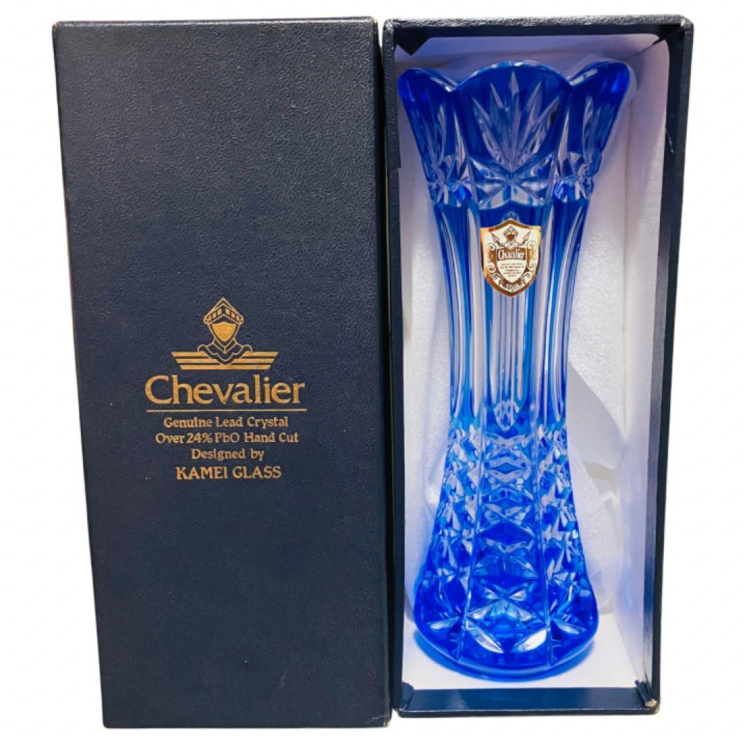 KAMEI GLASS シュヴァリエ Chevalier クリスタル花瓶 ブルー - メルカリ
