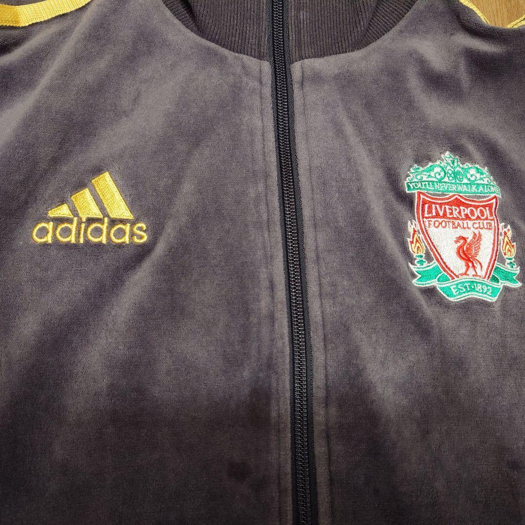 00s adidas リバプールロゴ刺繍 ベロアトラックジャケット アディダス