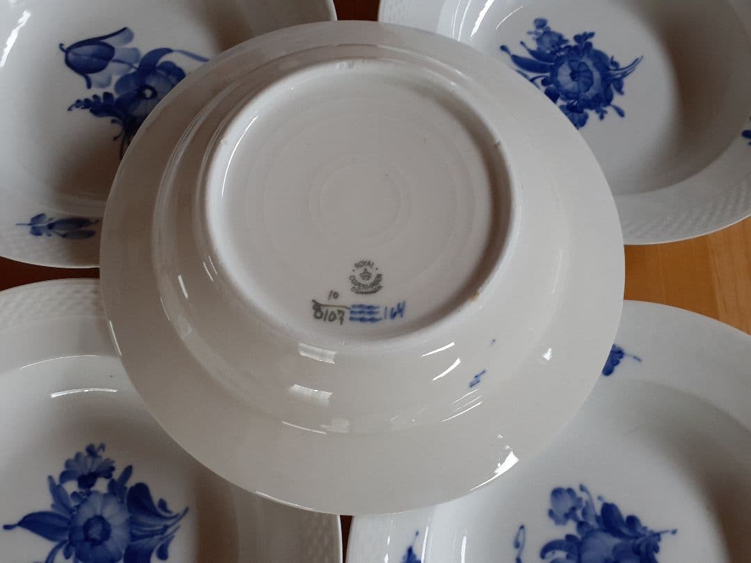 未使用 ロイヤルコペンハーゲン ブルーフラワー 25cm ボウル 深皿 5枚