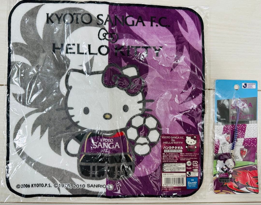 京都サンガF.C. ×ハローキティ コラボ ストラップ ハンドタオル セット 9/20(土)清水戦】「Jリーグ×ハローキティ オリジナルデザイングッズ
