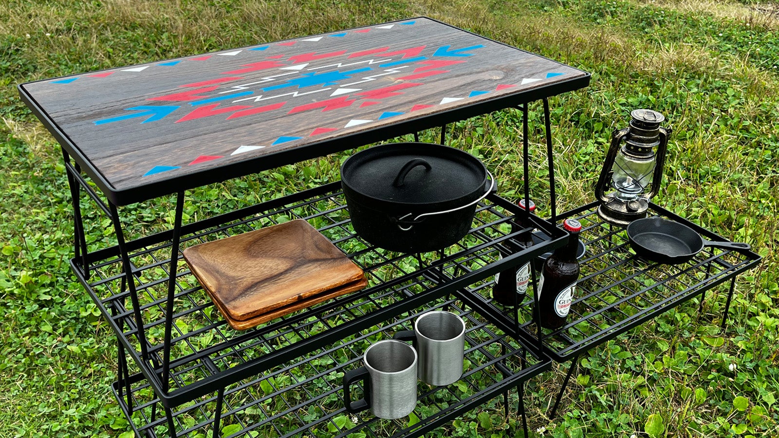 DIY風に仕上げたおしゃれなオルテガ柄デザイン！アウトドア、キャンプ