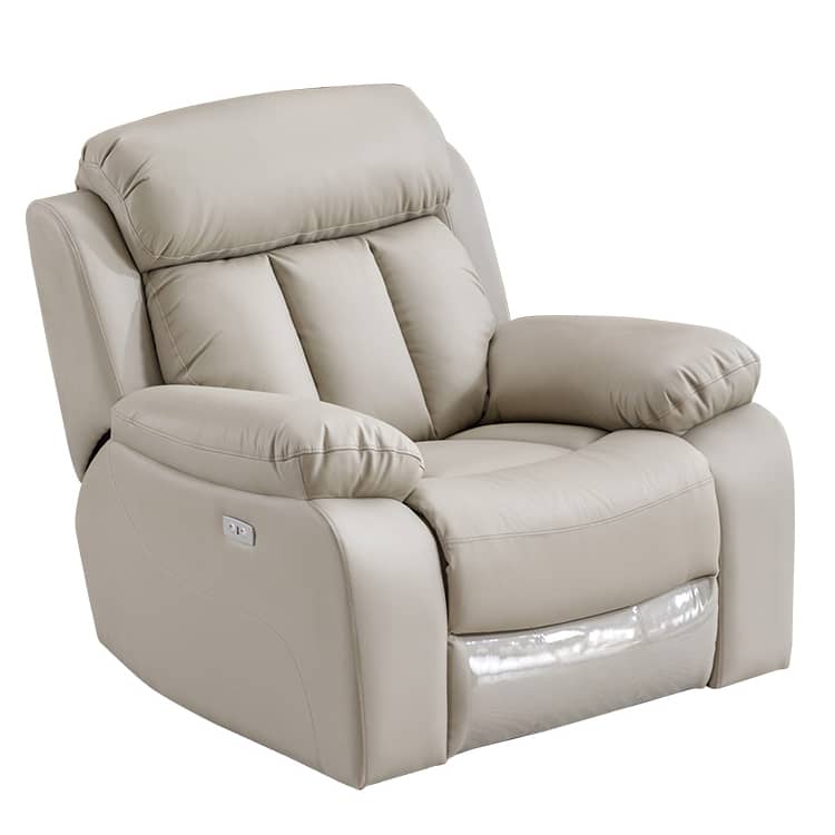 リクライニングソファ 1人掛け 本革 ベージュ ブラウン