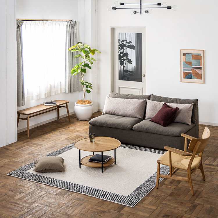 オフトソファ 2.5人掛け GRAチャコールグレー/TIMベージュ｜家具