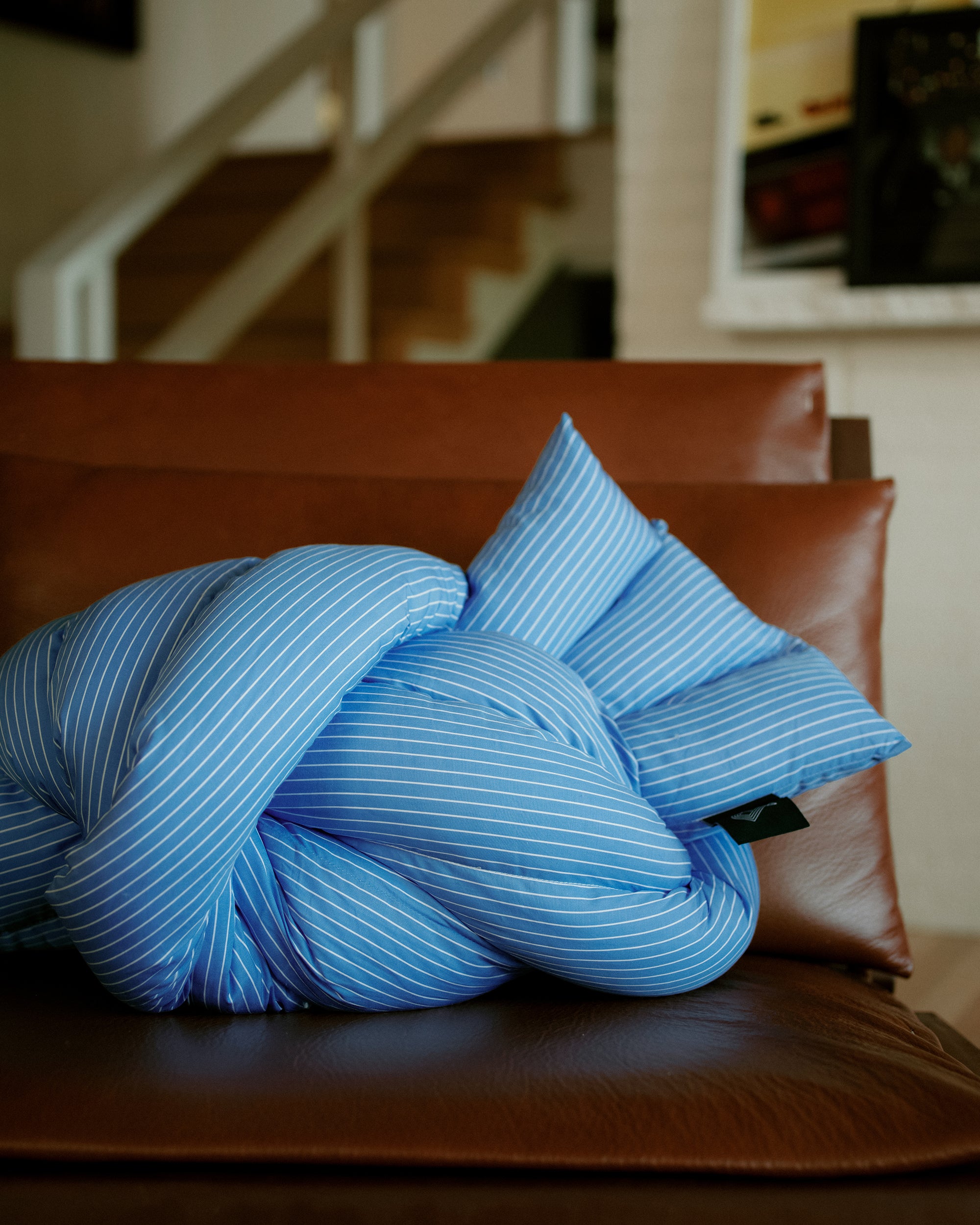 Musubi Cushion - Cotton Pinstripe | Autumn Cloud