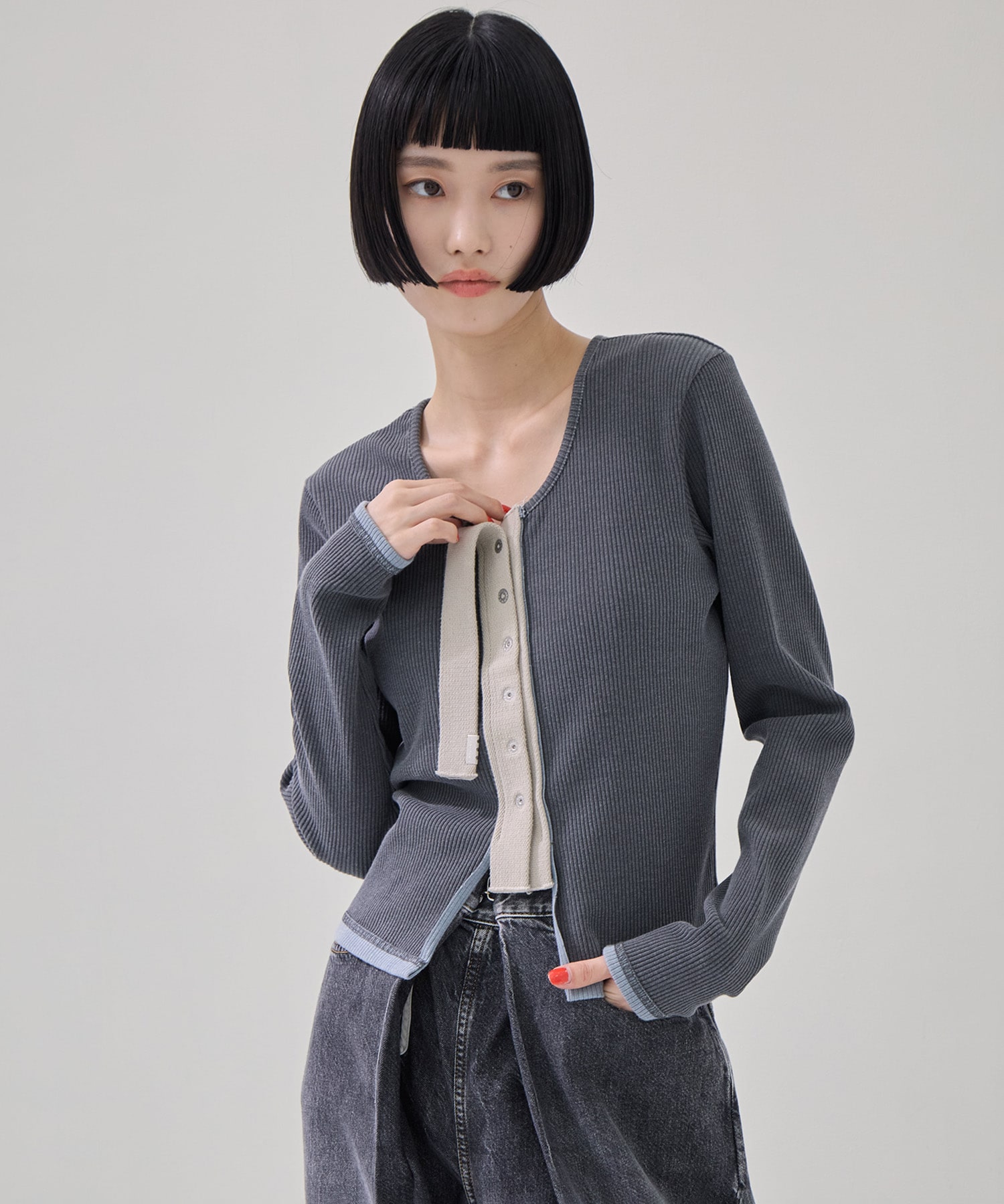 CLICK DOT CARDIGAN(FREE GREY): kotohayokozawa: WOMENS｜ STUDIOUS