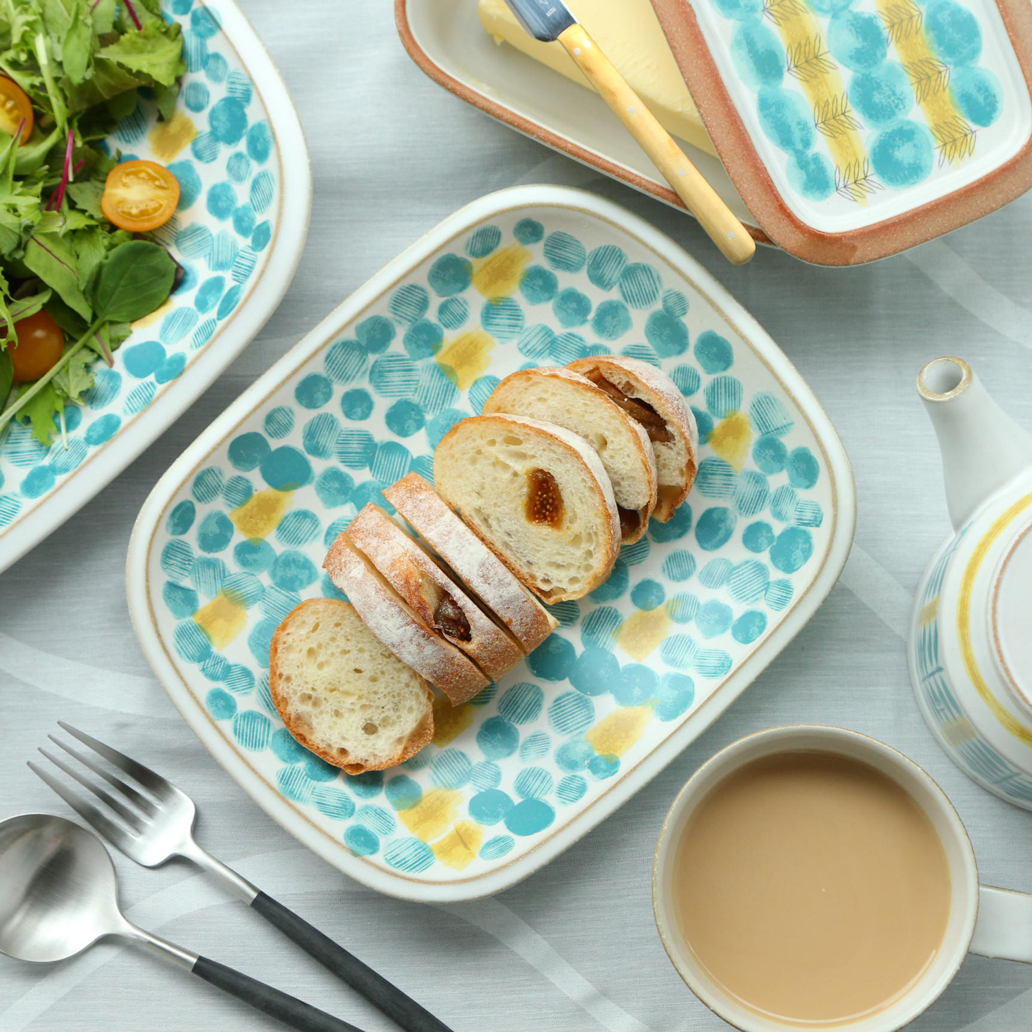 POTPURRI/fajans M プレート グリーン -ビンテージのような佇まいの