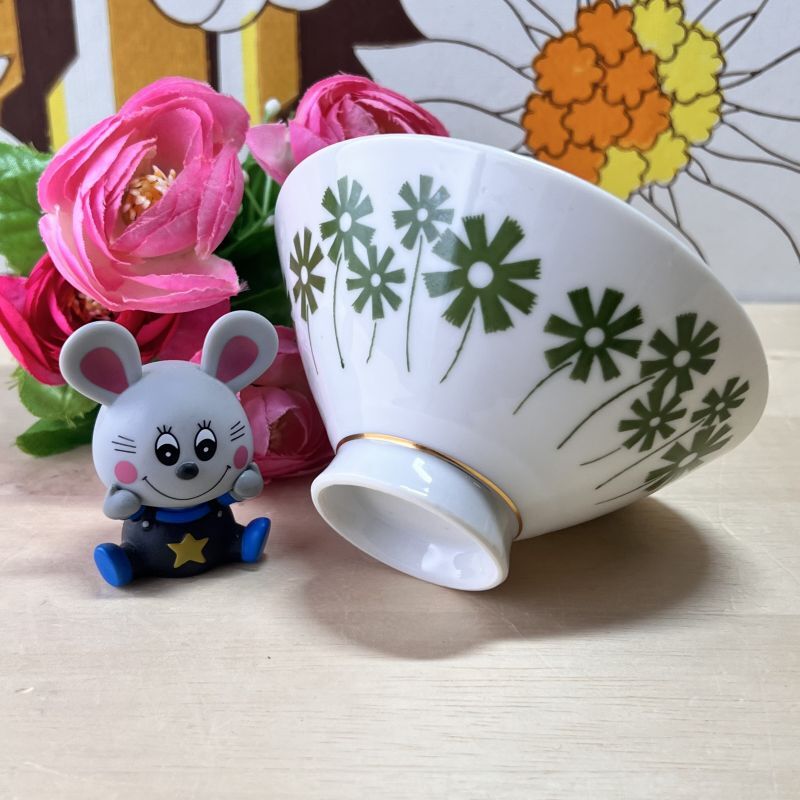 レトロポップ ディジー コスモス 茶碗 グリーン